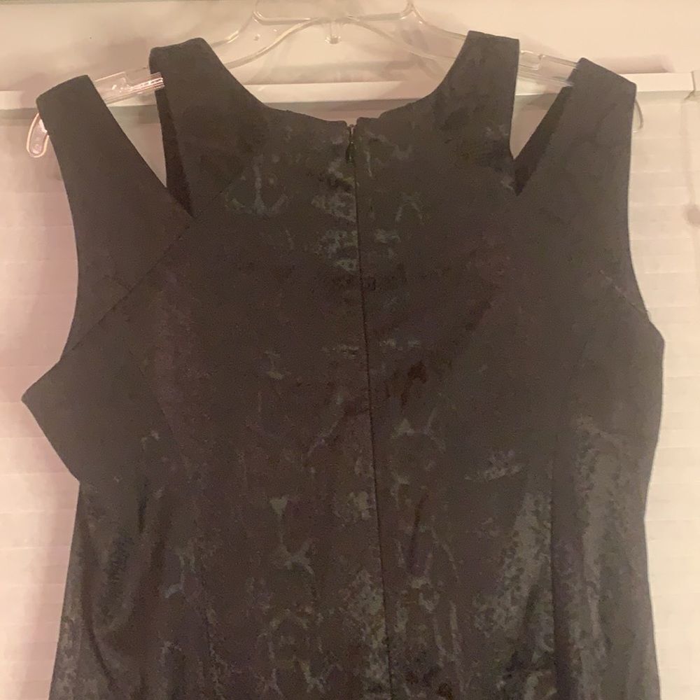 Black Strappy Burnt Look Snake Print Dress 10 Petite - Picture 5 of 7